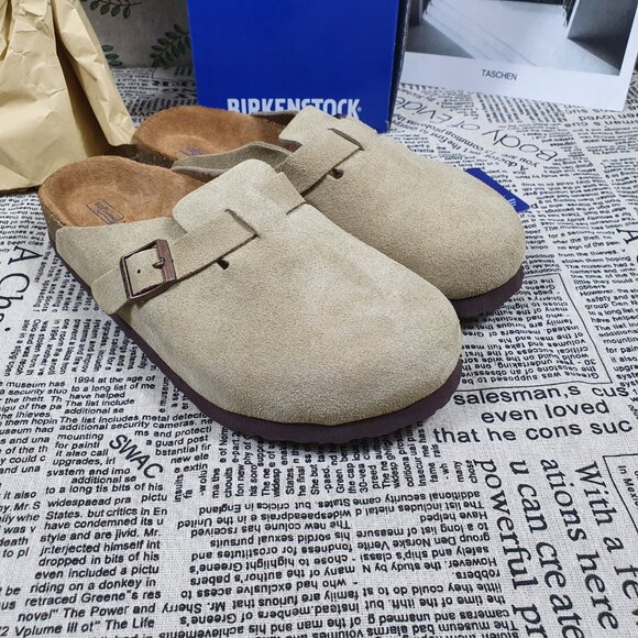 Birkenstock Boston taupe suede mule clogs - Picture 4 of 8